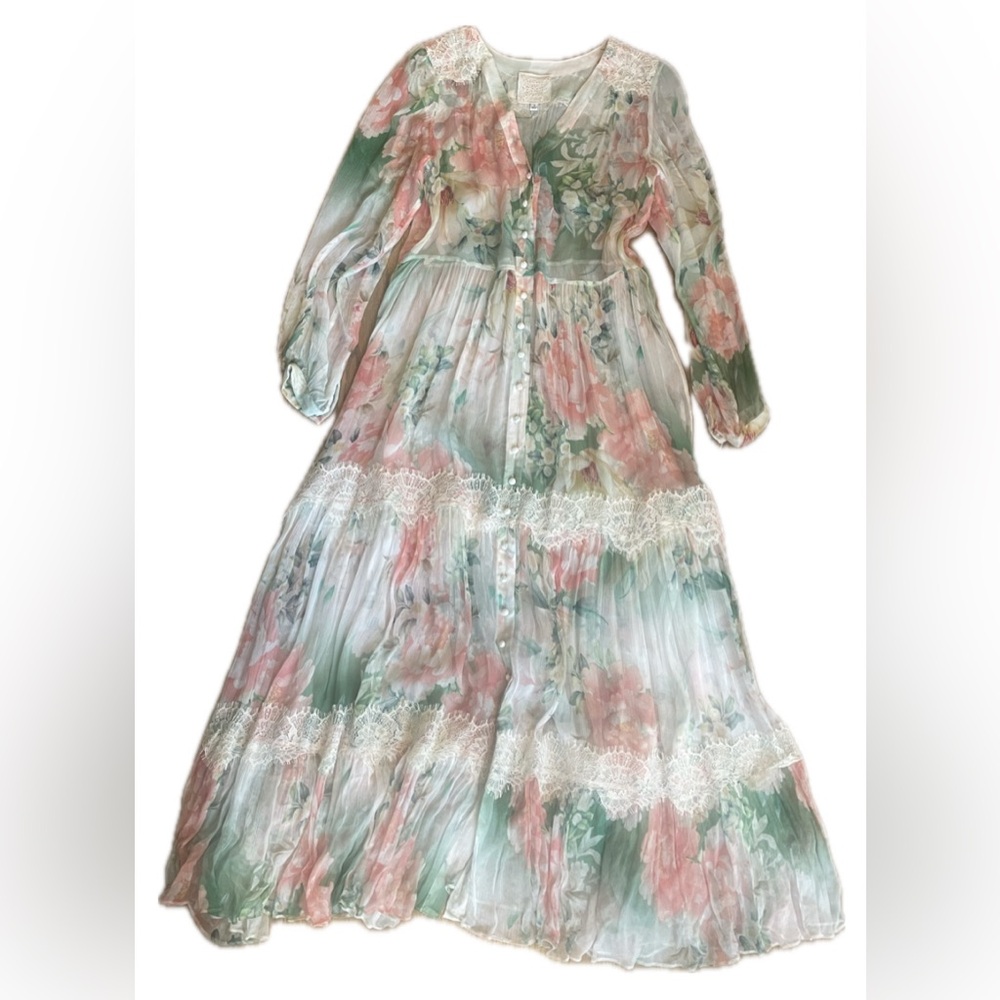 JOHNNY WAS JANE -women’s mesh long dress with under dress and belt